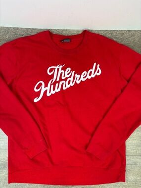 ✨ The Hundreds Slant Logo Crewneck Fleece Sweatshirt | Red | Size Large